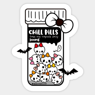 chill pills cute skull cartoon Sticker